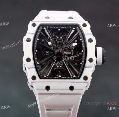 Swiss Clone Richard Mille RM12-01 White Quartz TPT Watch White Rubber Strap